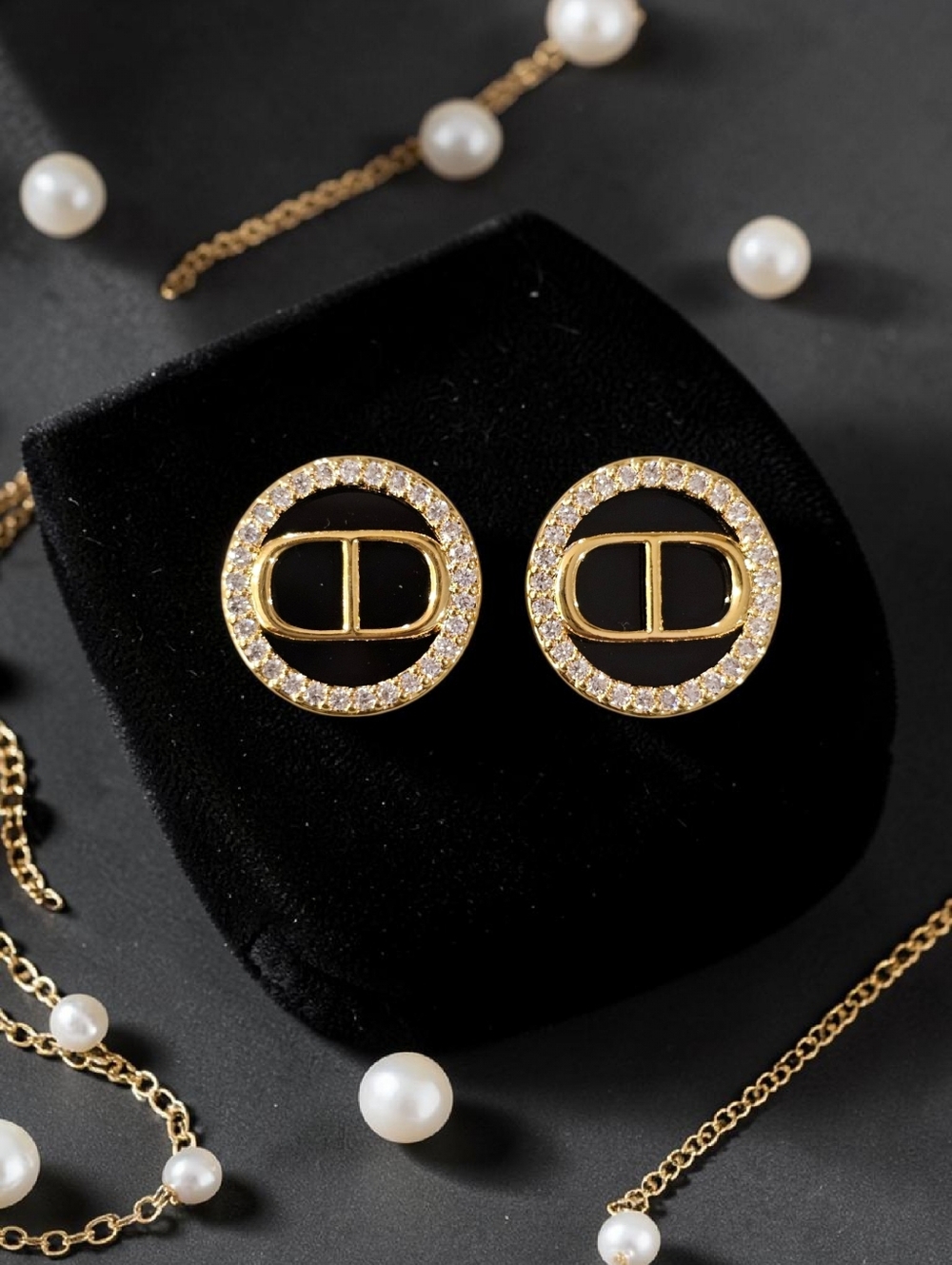 Black And Gold Bling Earrings